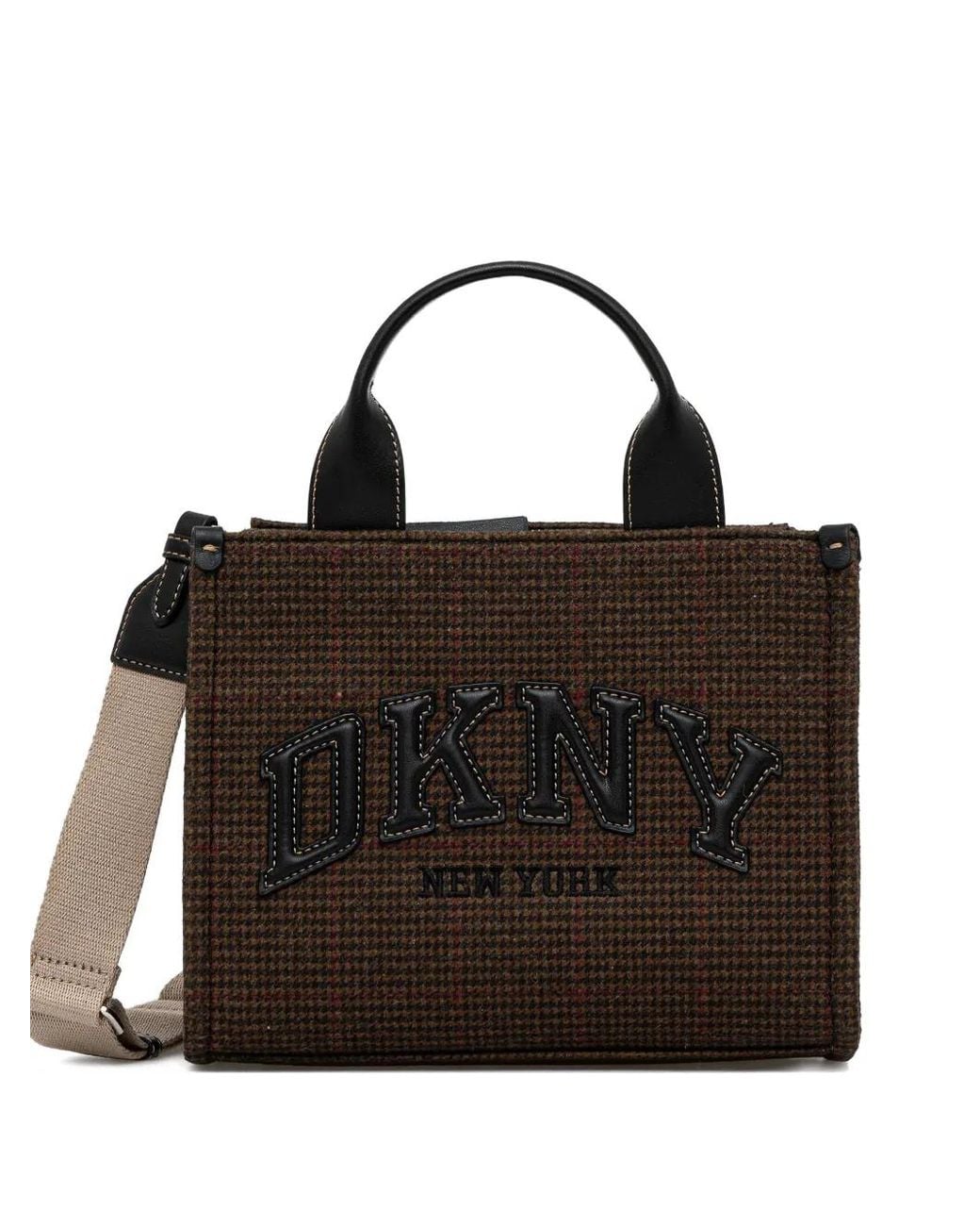 DKNY Black Check-Appliqué Tote Bag