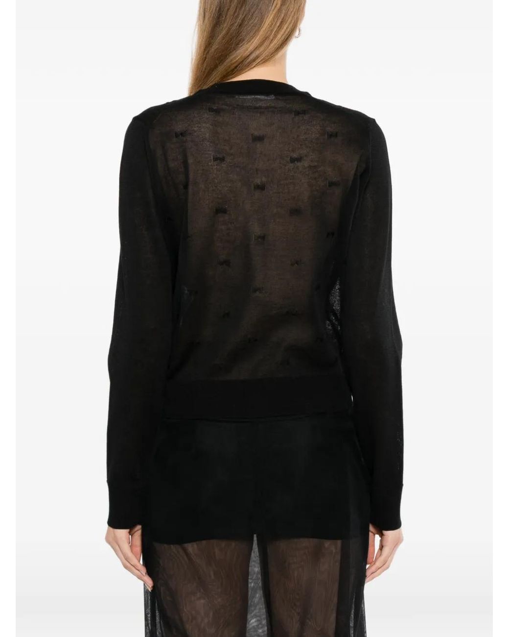 CECILIE BAHNSEN Black Bow-Embellished Cardigan