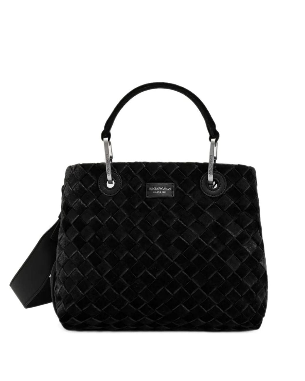 Emporio Armani Black Woven-Effect Tote Bag