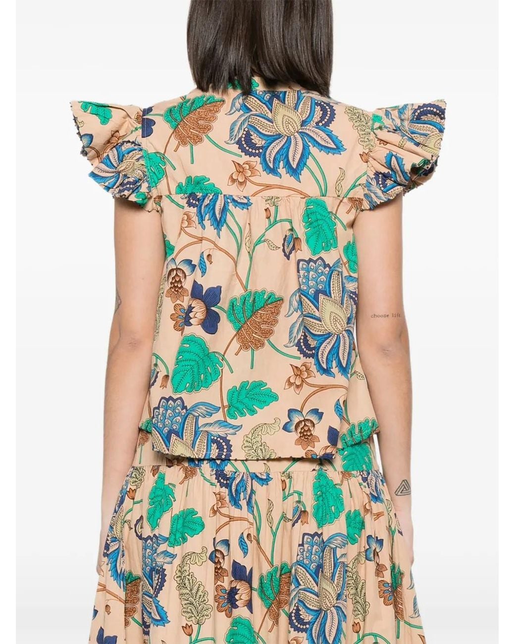 PHILIPPA 1970 Blue Blouse Wendy À Fleurs