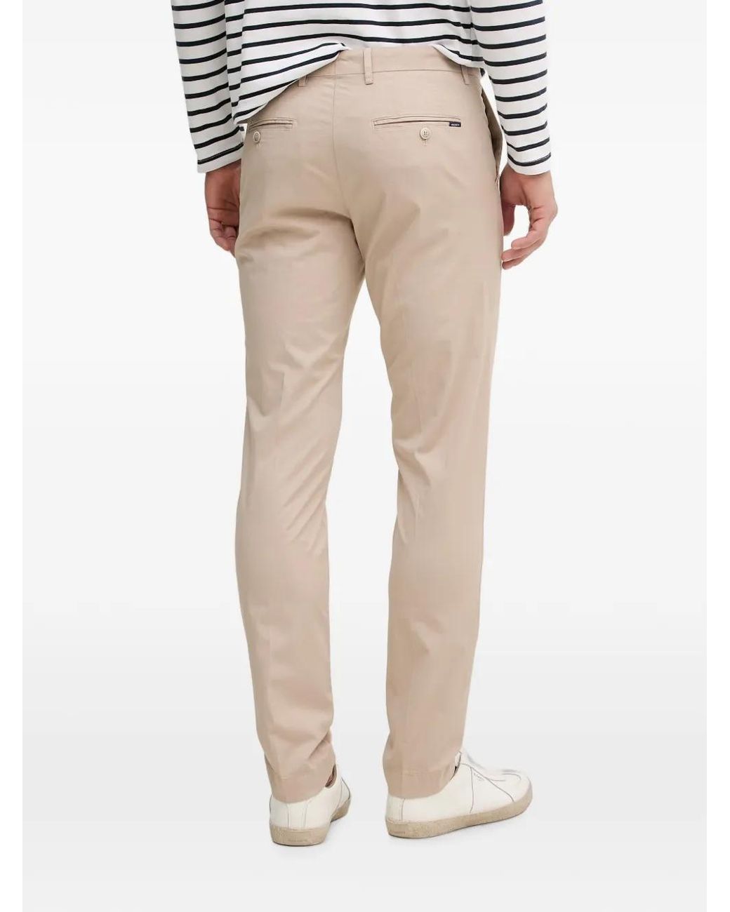 Hackett Natural Belt-Loops Logo-Patch Trousers for men