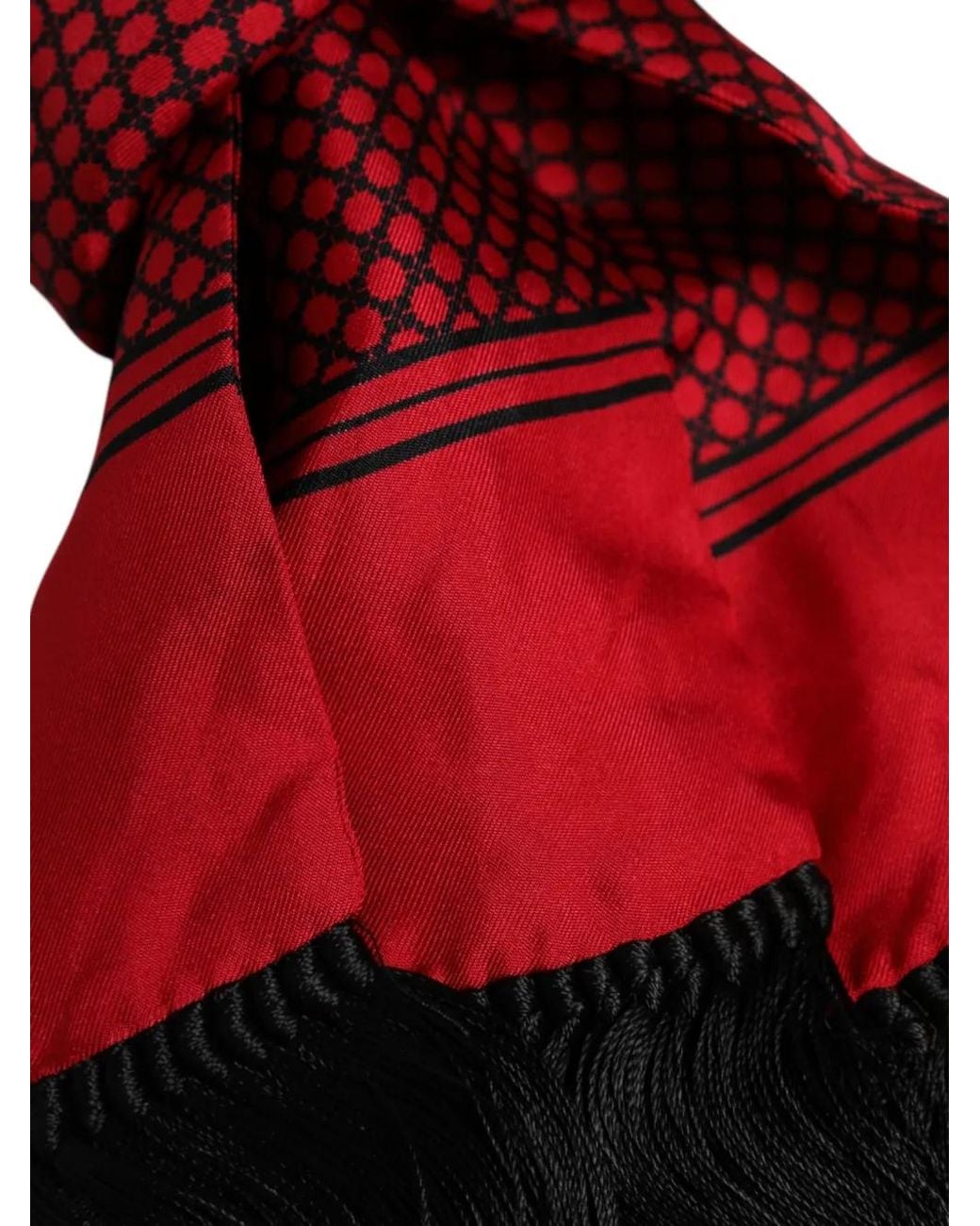 Dolce & Gabbana Red Polka-Dot Silk Scarf for men