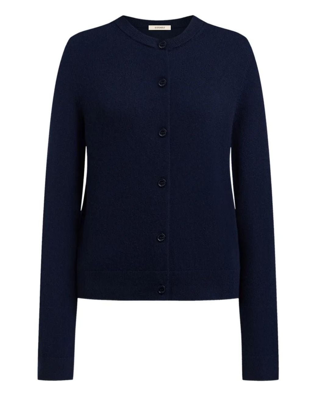 12 STOREEZ Blue Crew-Neck Cardigan