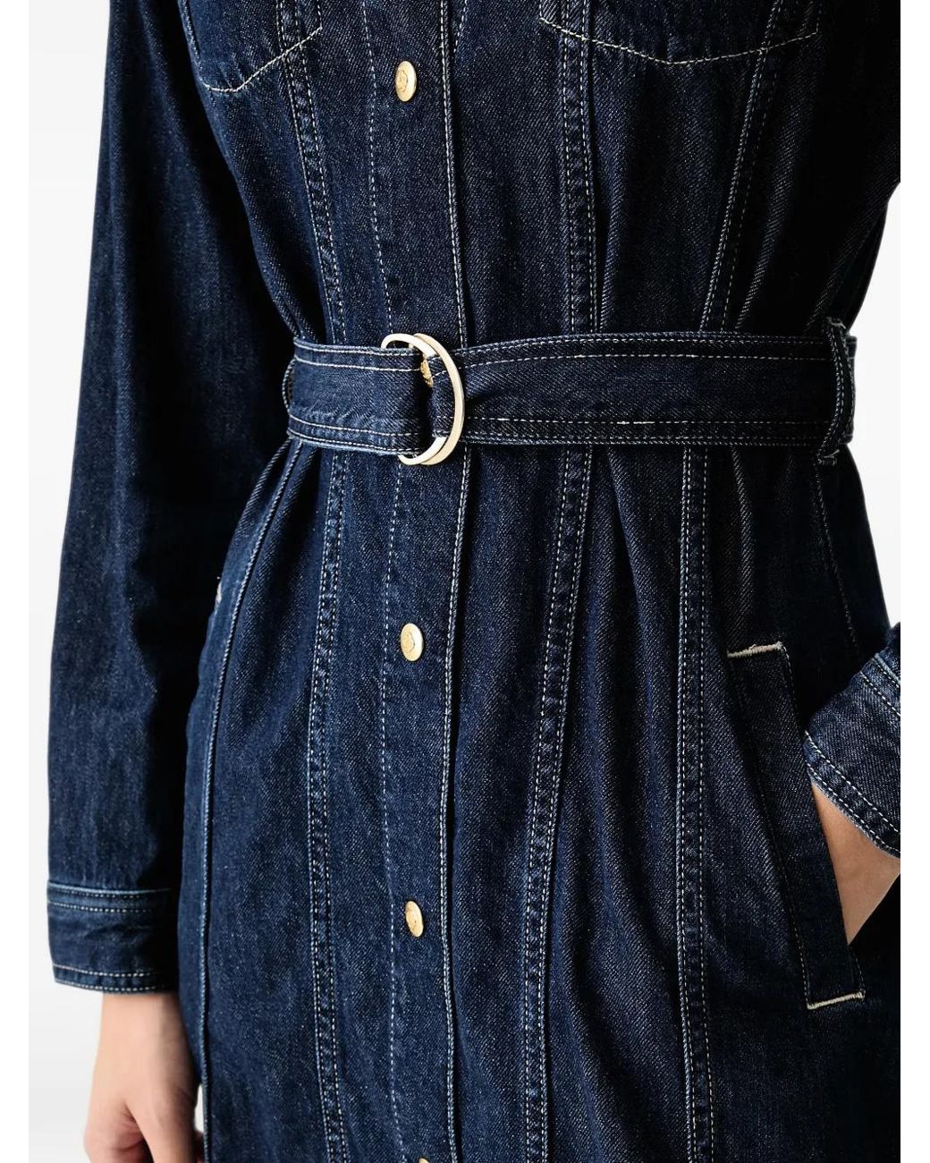 Gant Blue Belted Button-Down Midi Dress