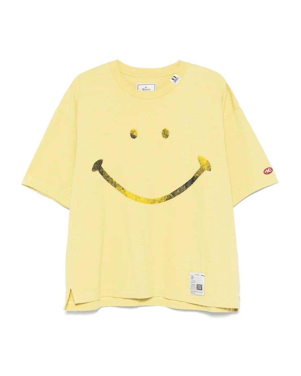 国内発送☆MIHARA YASUHIRO☆Smily Face Printed T-shirt/YELLOW Maison Mihara Yasuhiro Smily Face-Print T-Shirt in Yellow