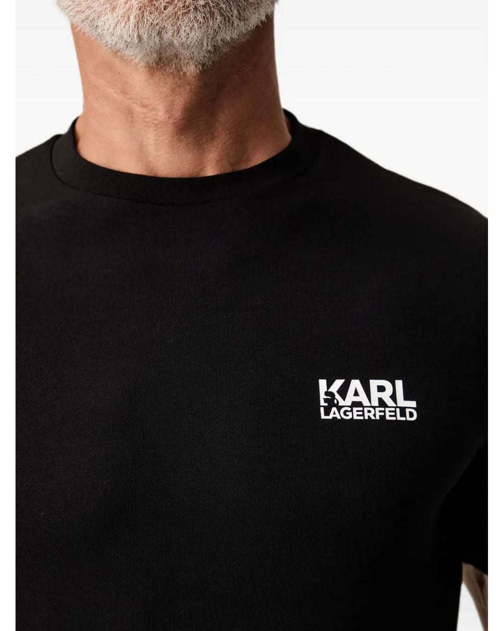Karl Lagerfeld Black Logo-Print T-Shirt for men