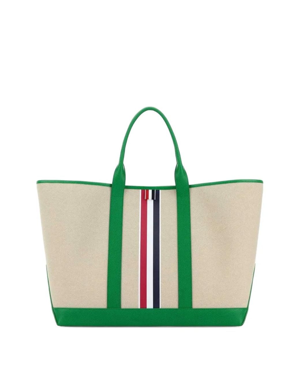 Thom Browne Green Stripe-Detail Tote Bag for men