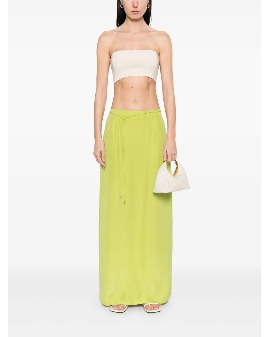 Alysi Yellow Silk Maxi Skirt