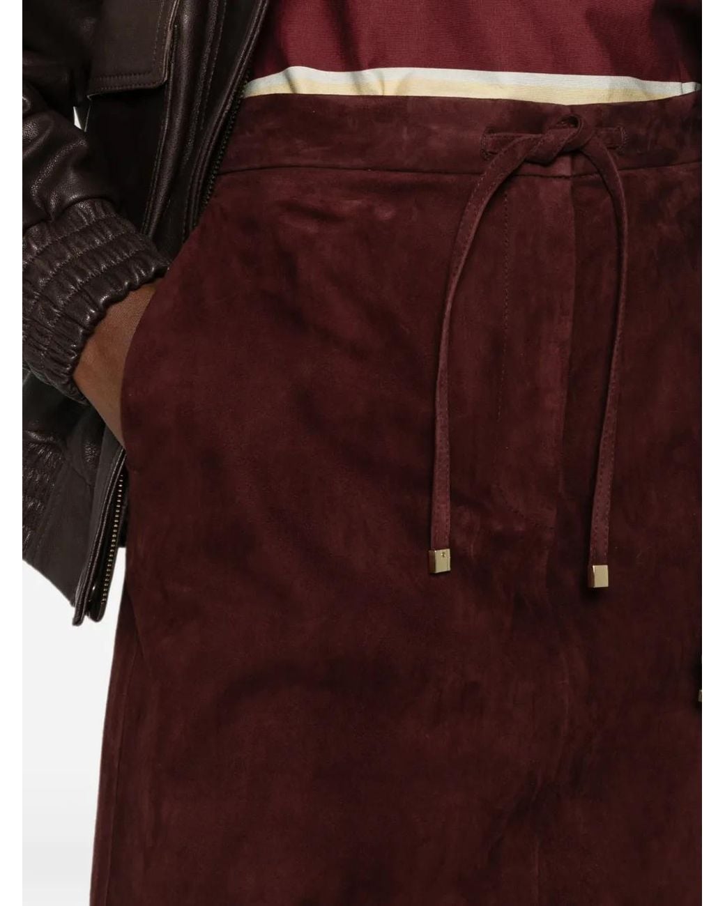 Max Mara Purple Jupe Mi-Longue En Daim À Lien De Resserrage