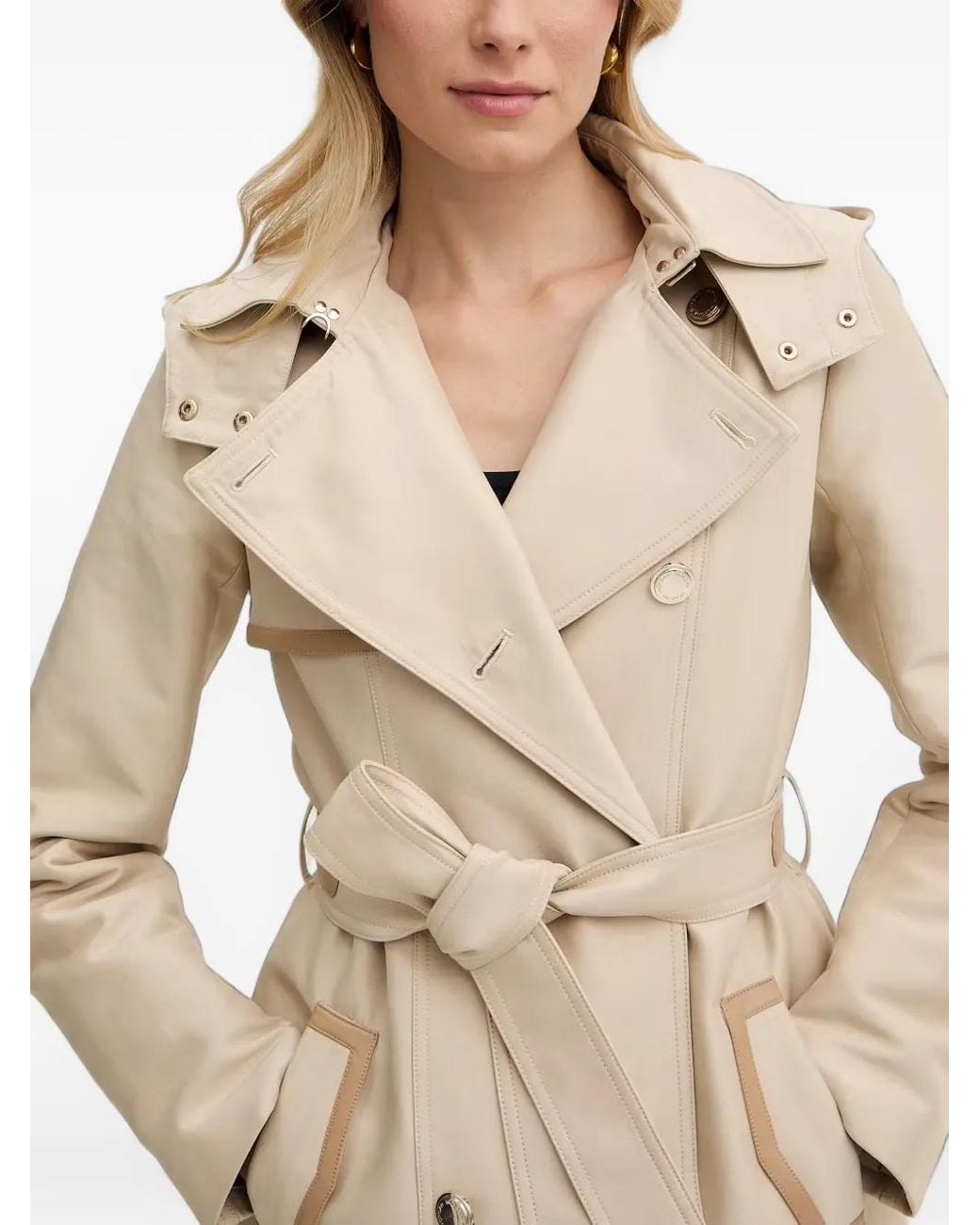 Morgan Natural Gsamir Belted Hooded Trench Coat
