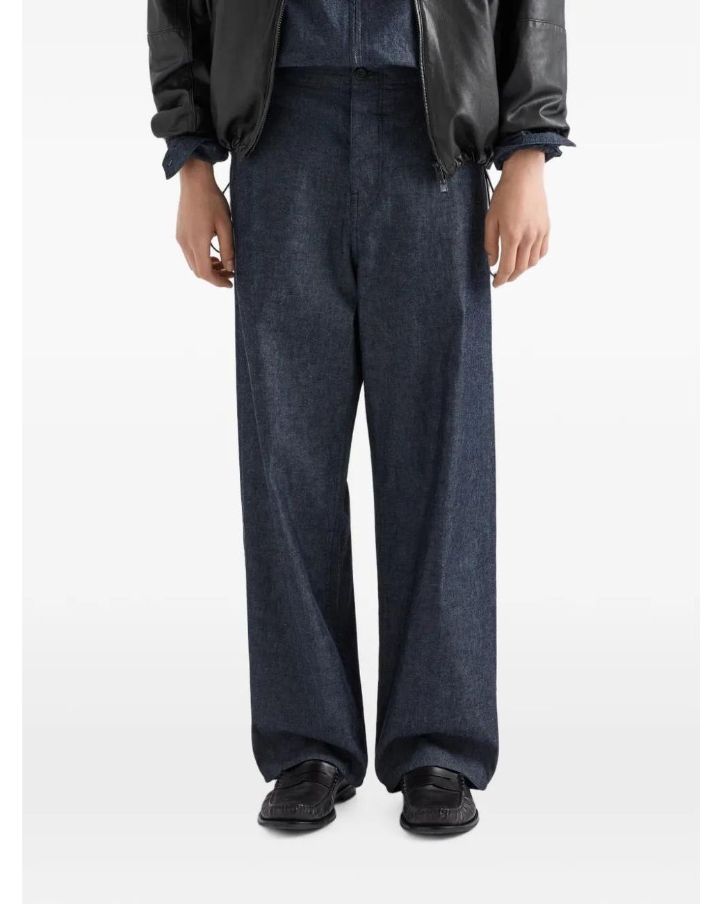 Prada Blue Chambray Pants for men
