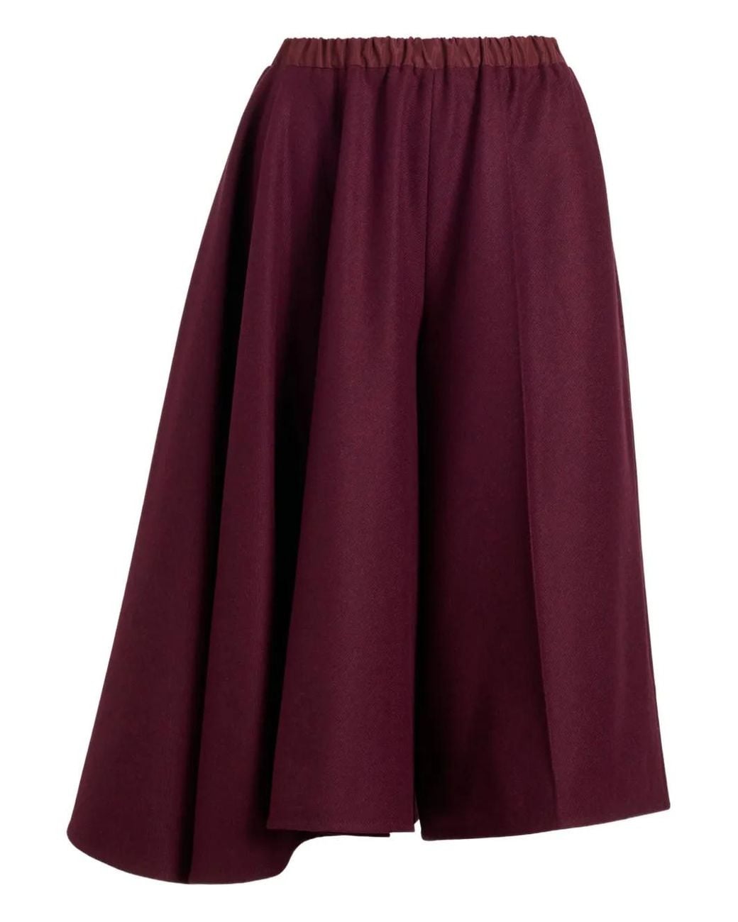 Patou Purple Asymmetric Wool Shorts