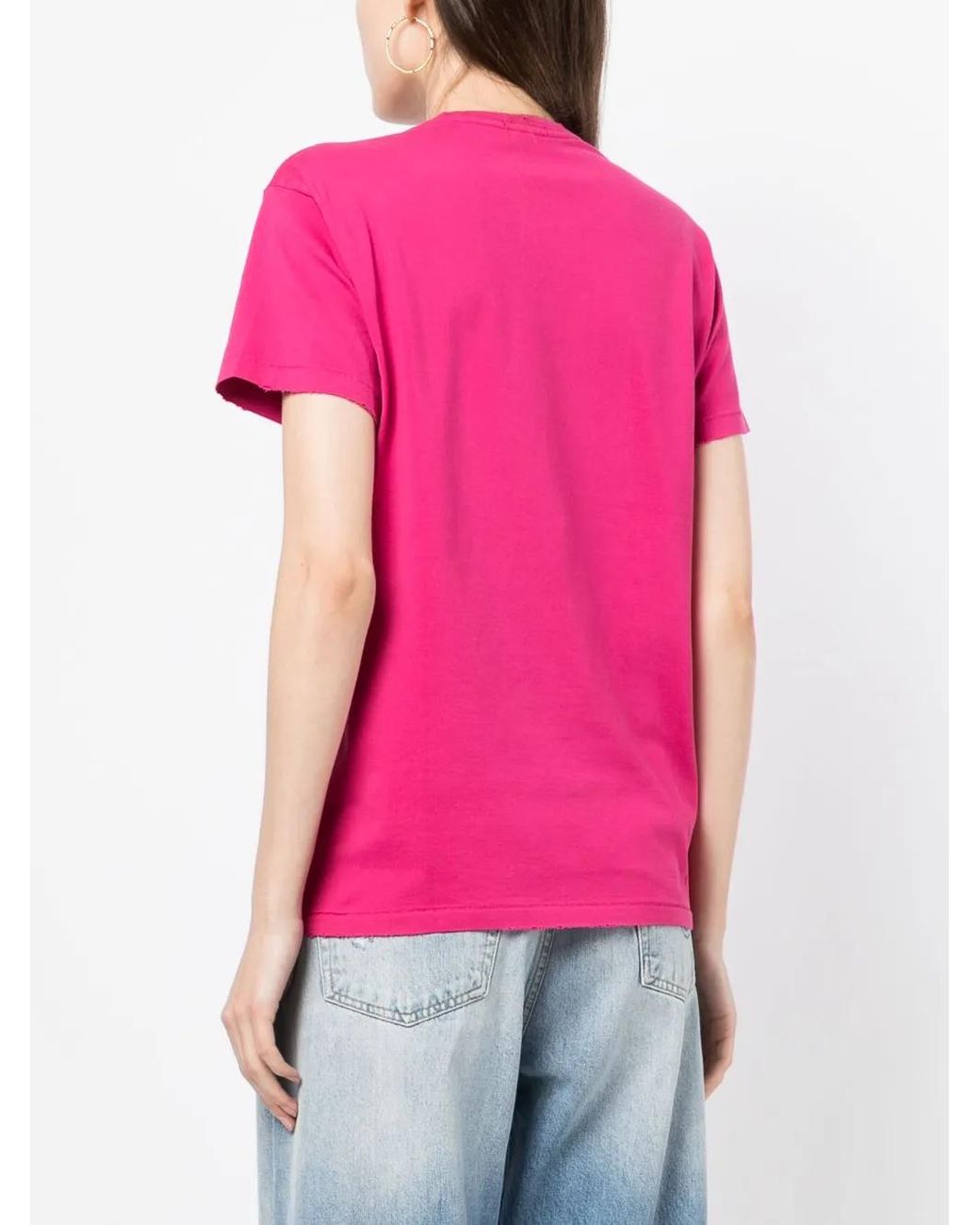 R13 Pink Text-Print Cotton T-Shirt