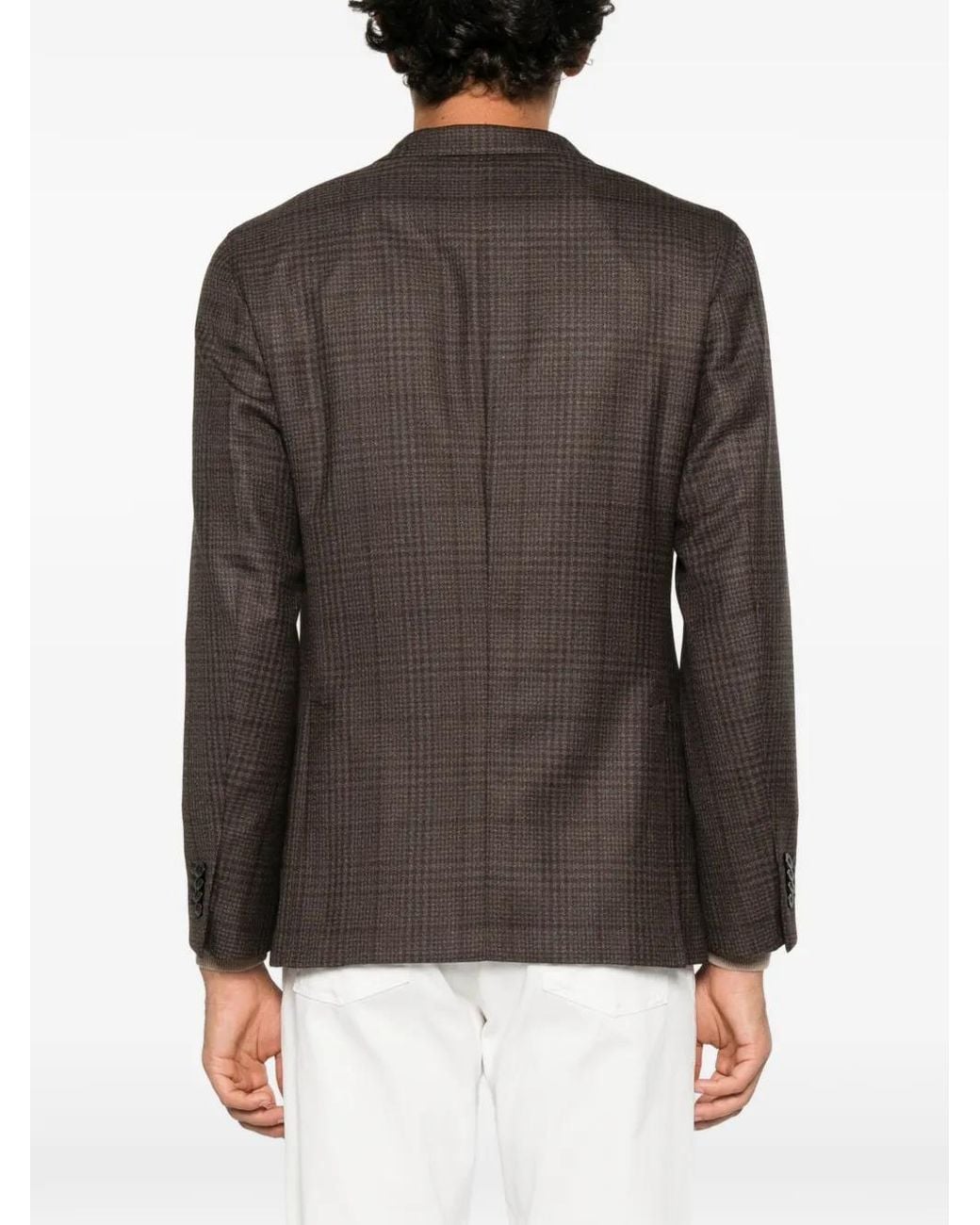 Boglioli White Check-Pattern Virgin-Wool Blazer for men