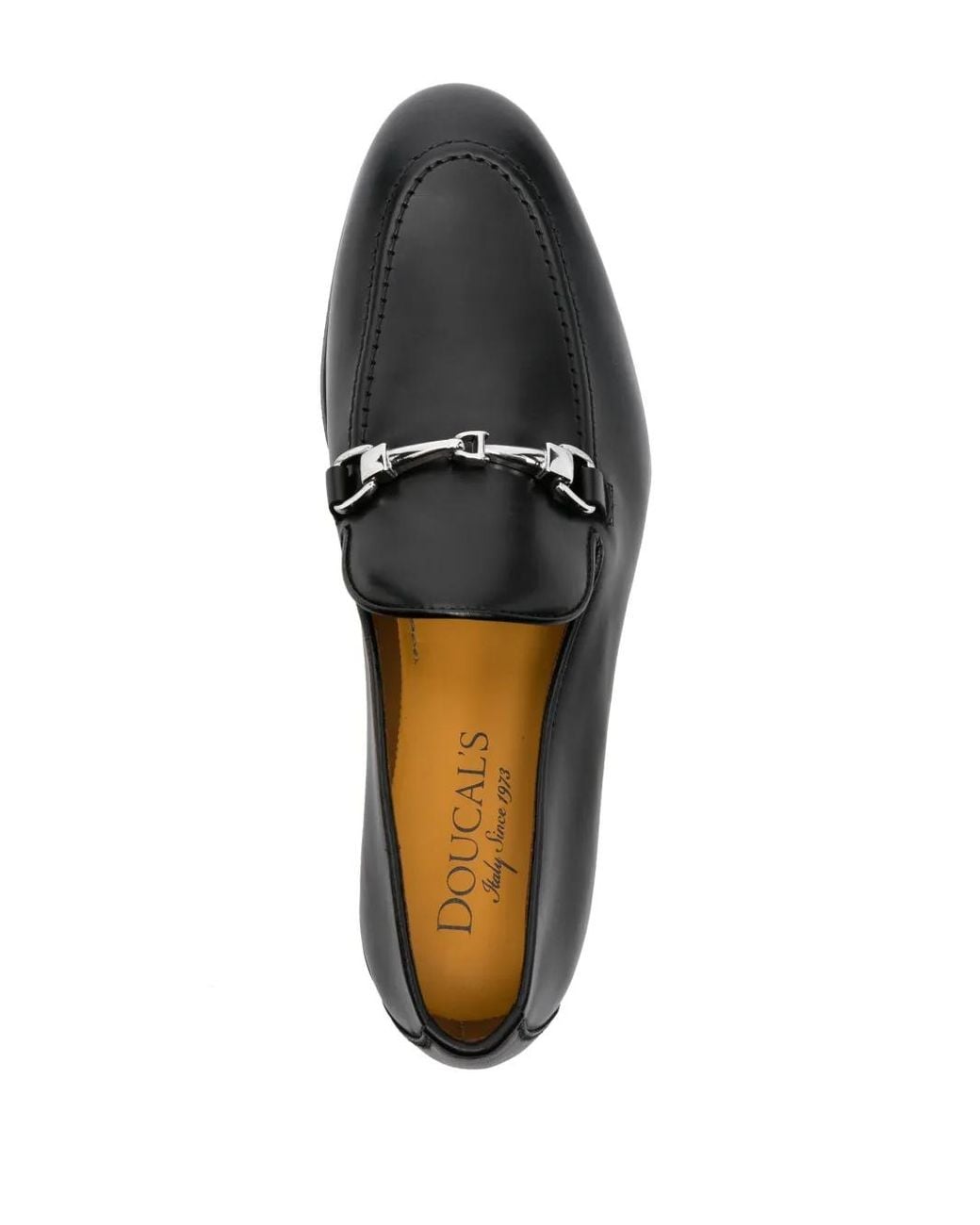 Doucal's Black Horsebit-Detail Patent-Leather Loafers for men