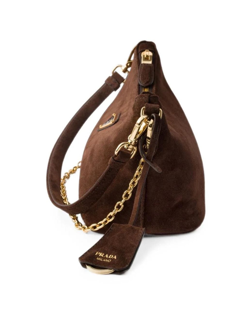 Suede Shoulder Bag di Prada in Brown