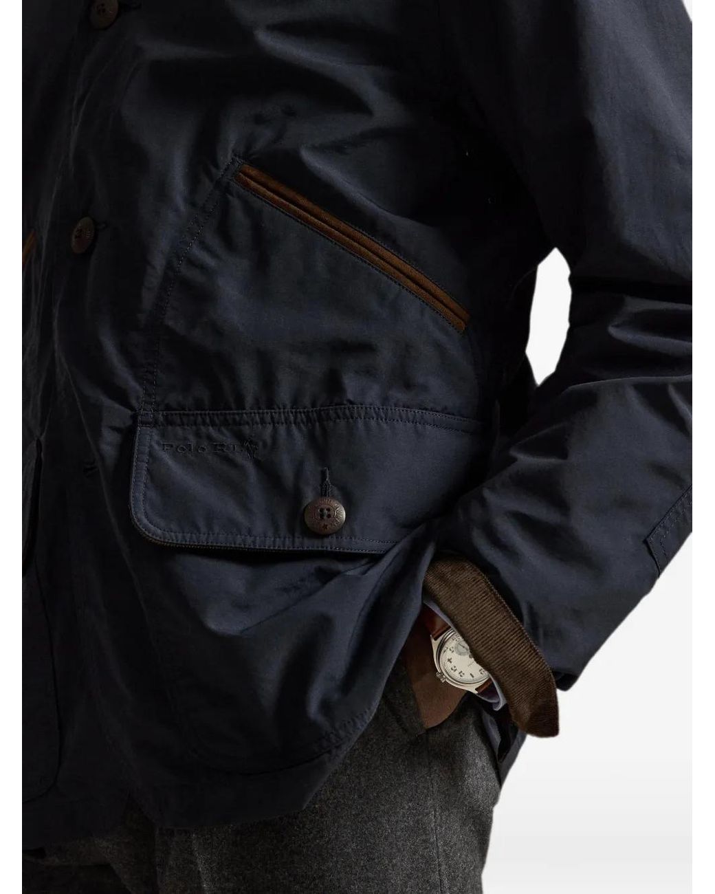 Polo Ralph Lauren Blue Veste À Col En Velours Côtelé for men