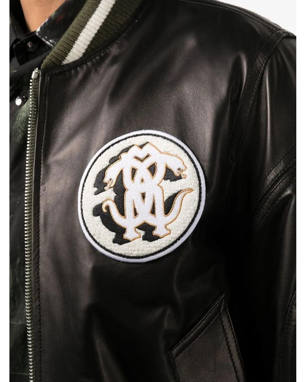 Roberto Cavalli Bomberjacke Mit Monogramm-Patch in Black für Herren
