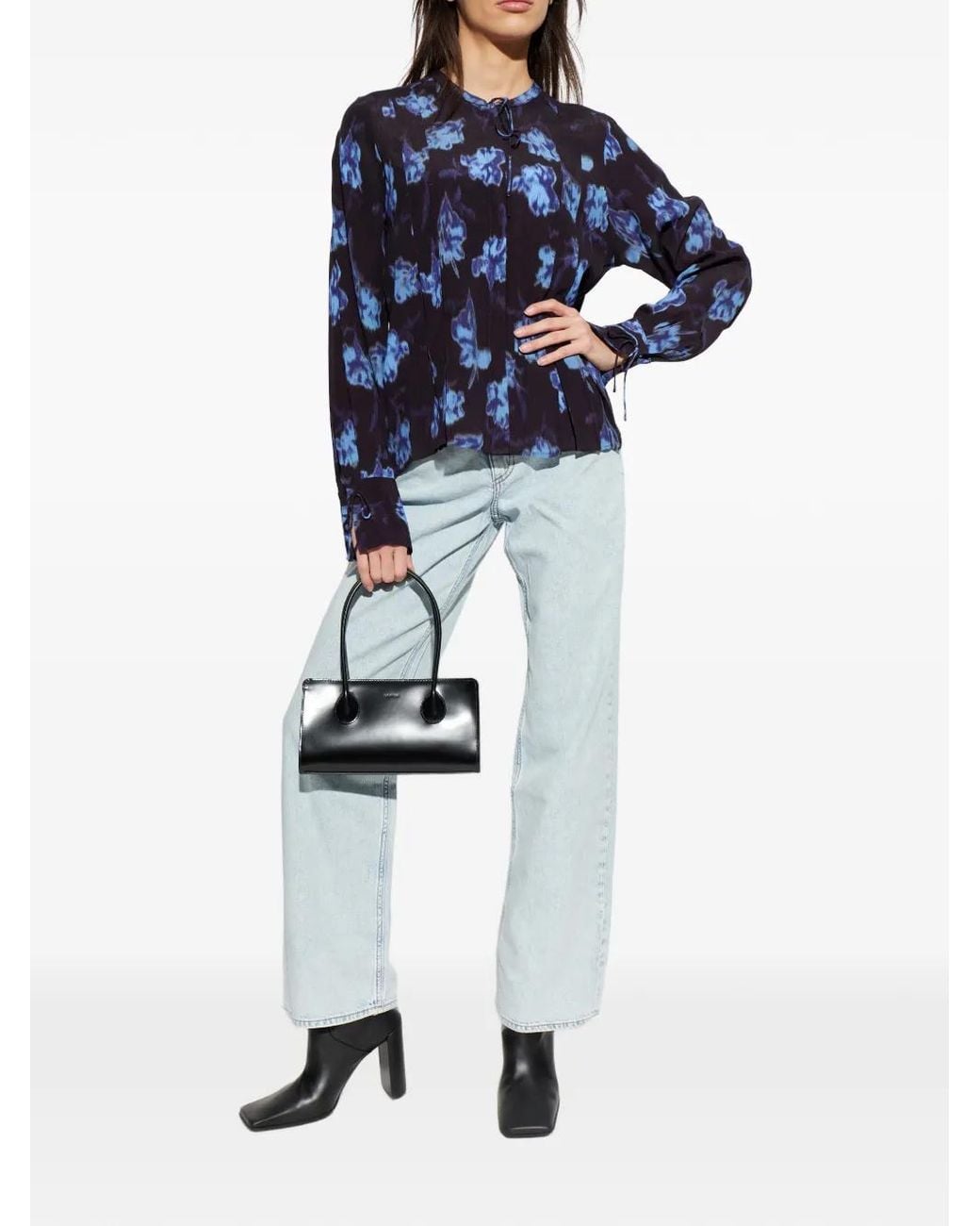 Rag & Bone Blue Floral-Print Blouse