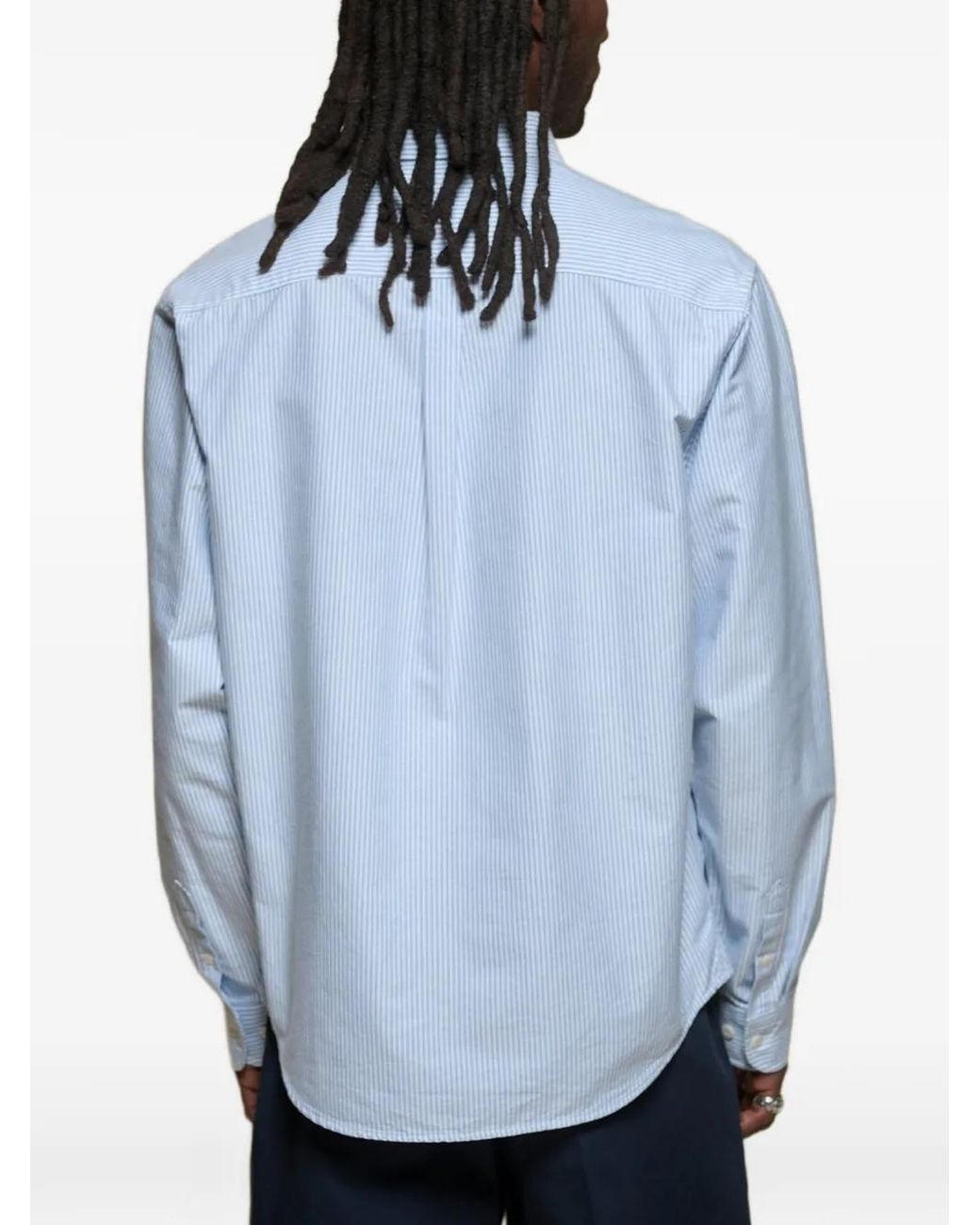 Merz B. Schwanen Blue Striped Button-Down Shirt for men