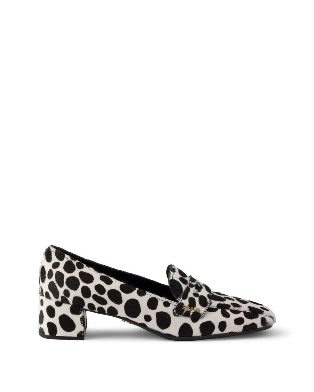 Prada White Printed Calf Hair Leather Loafers