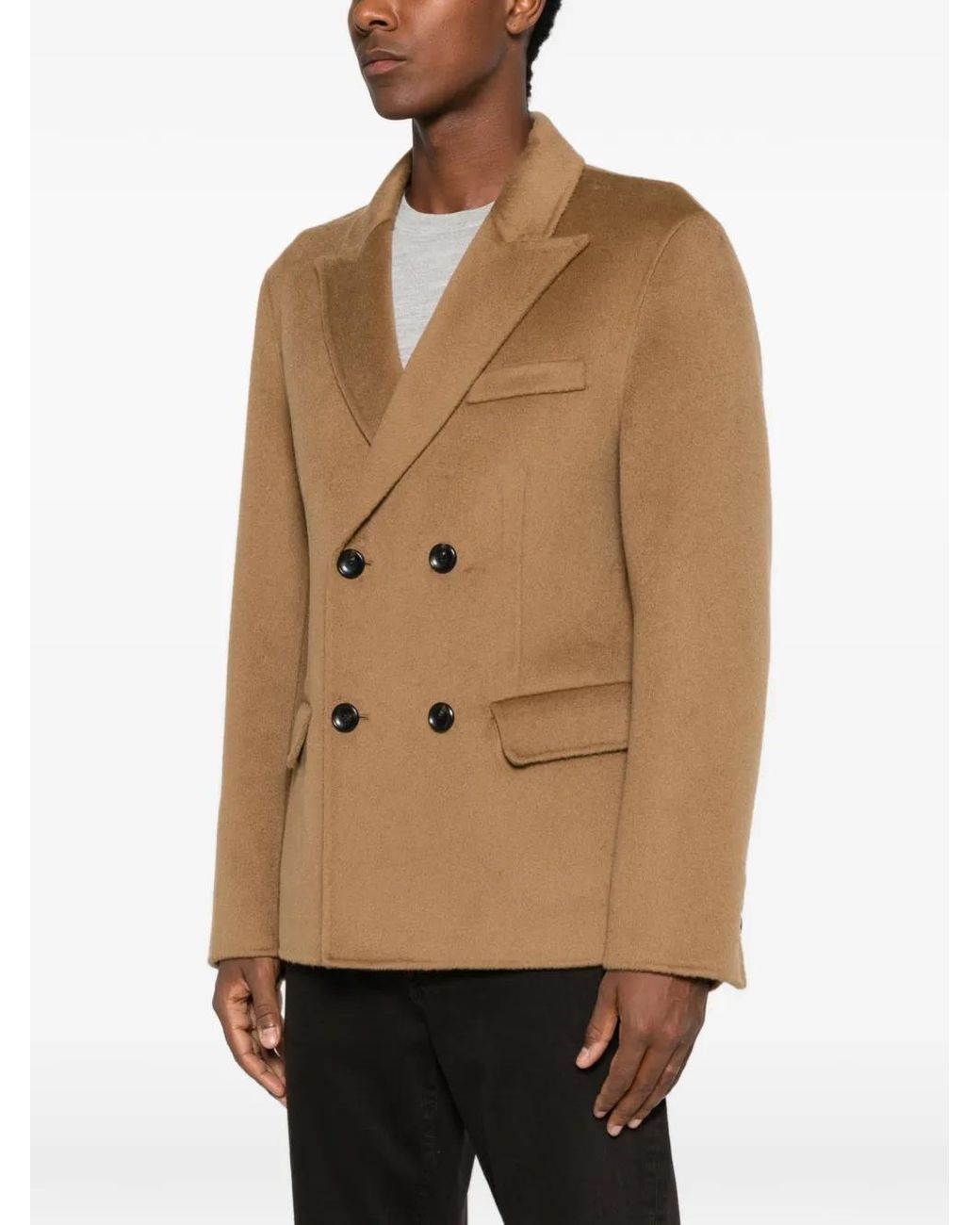 Hōsio Brown Double-Breasted Buttoned Blazer for men