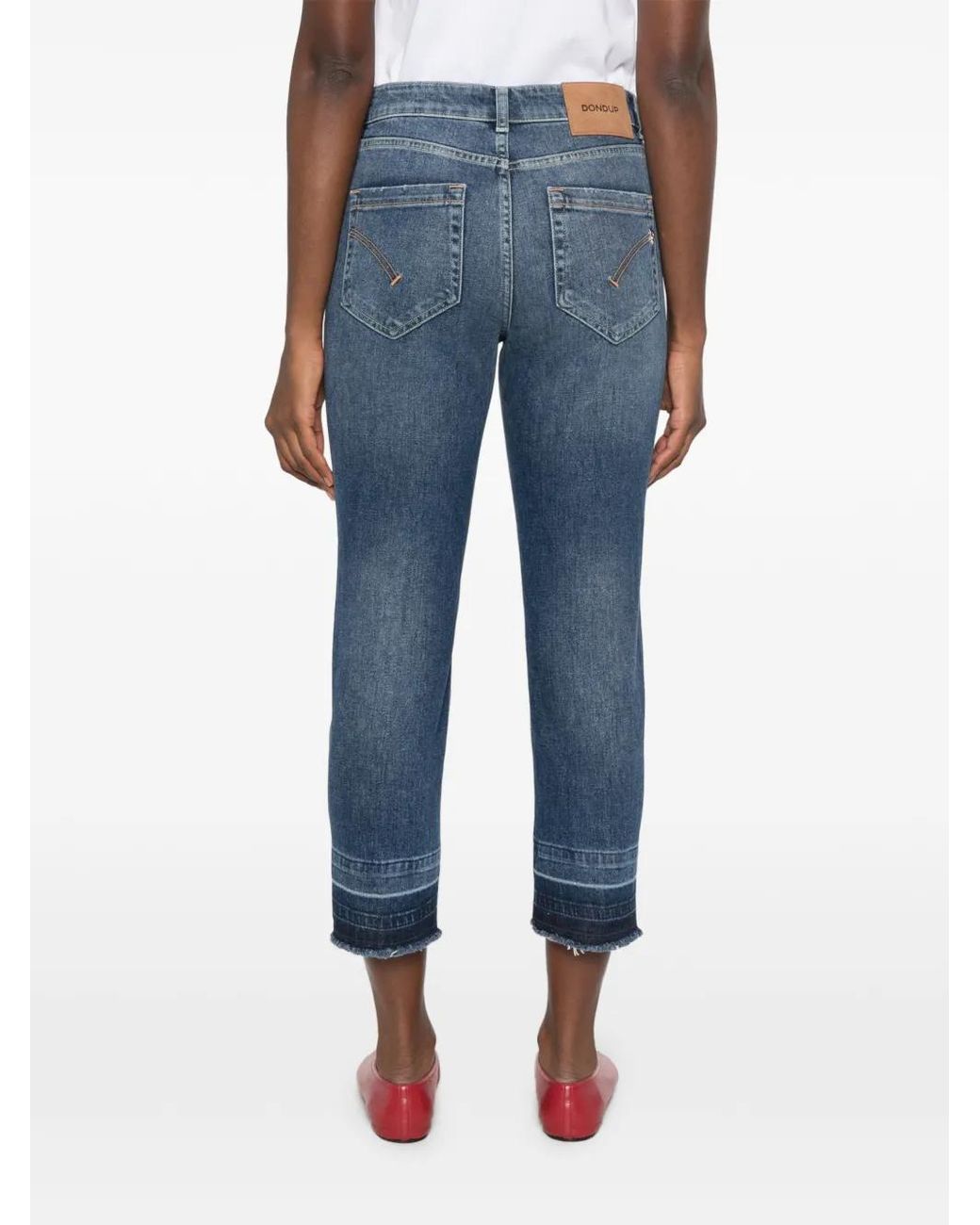 Dondup Blue Button-Fly Frayed Jeans