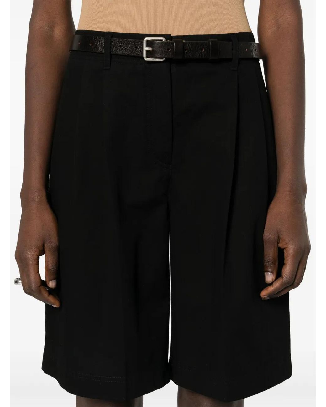 Totême Black Knee-Length Twill Shorts