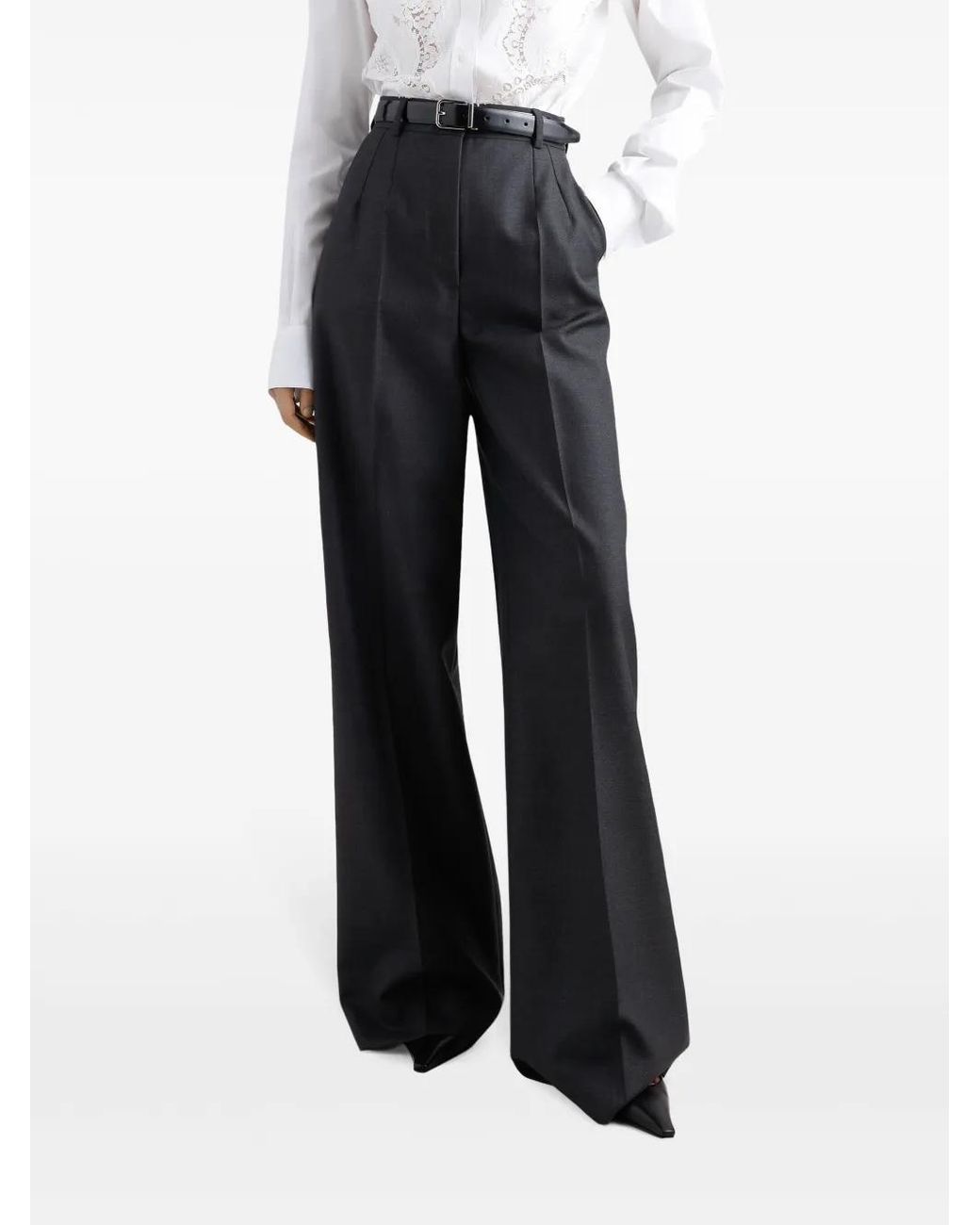 Dolce & Gabbana Blue Virgin Wool Palazzo Pants