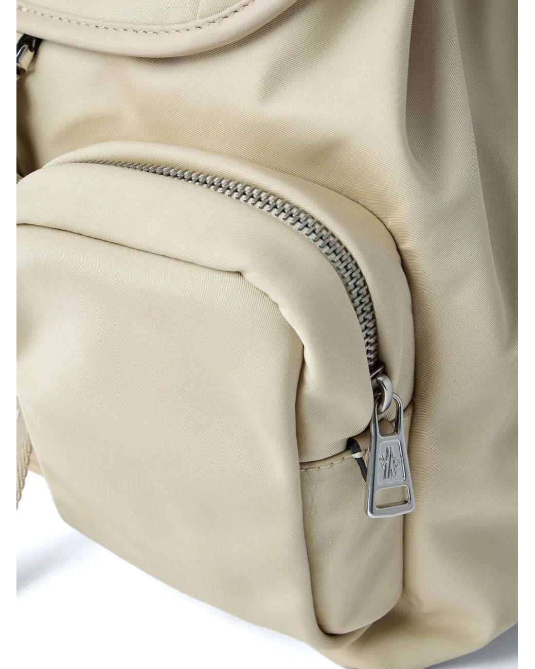 Moncler White Trick Buckle Logo Backpack