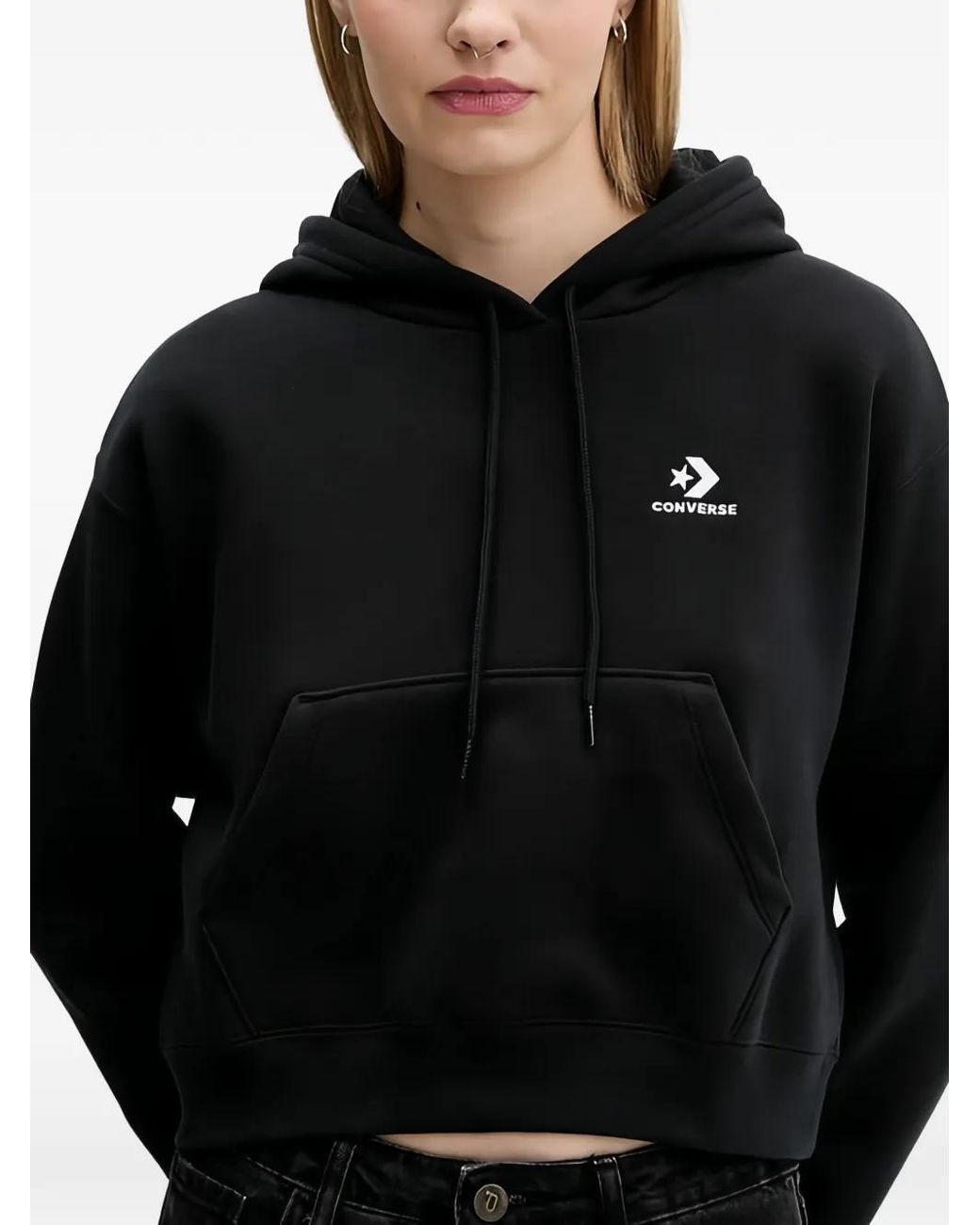 Converse Black Star Chevron Cropped Hoodie