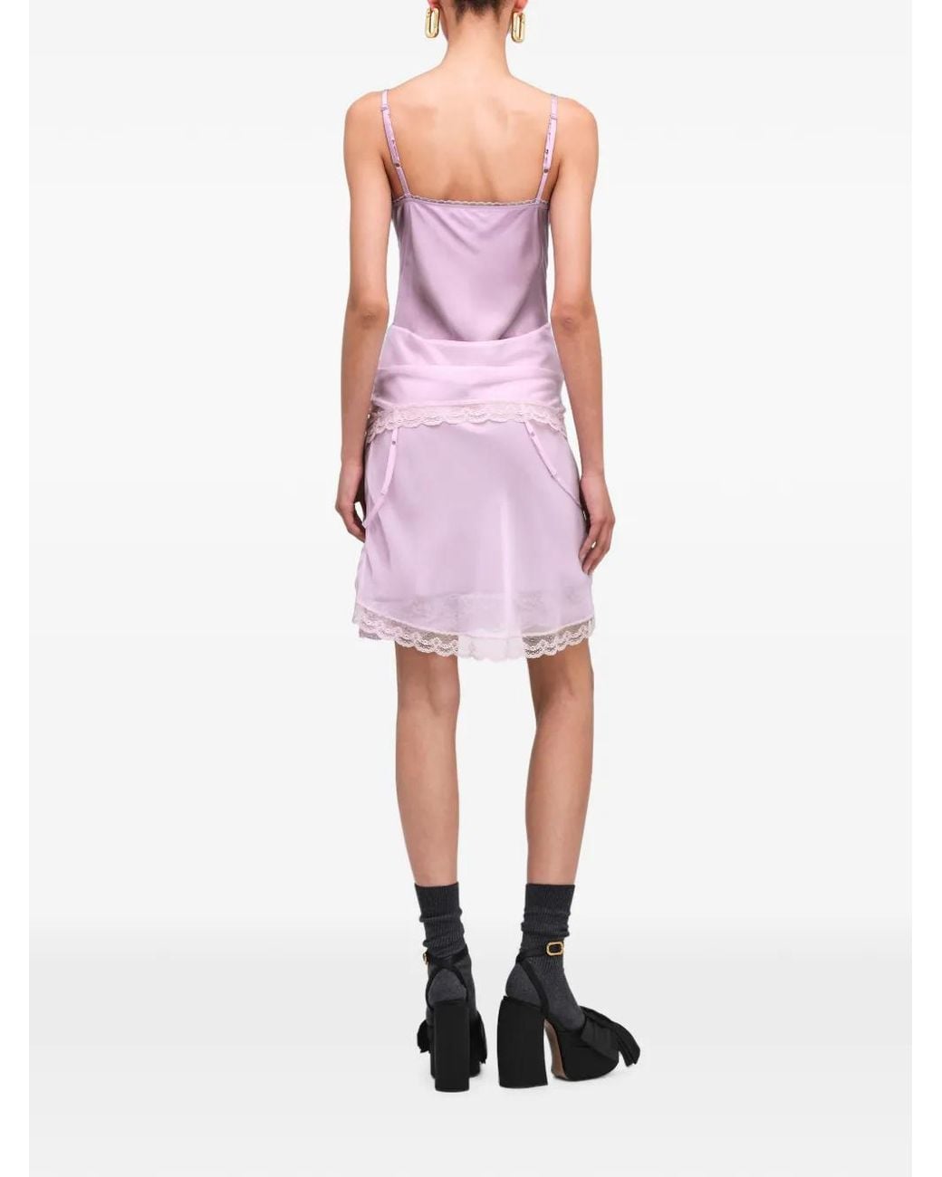 Marc Jacobs Pink Lace-Trim Gathered Mini Dress