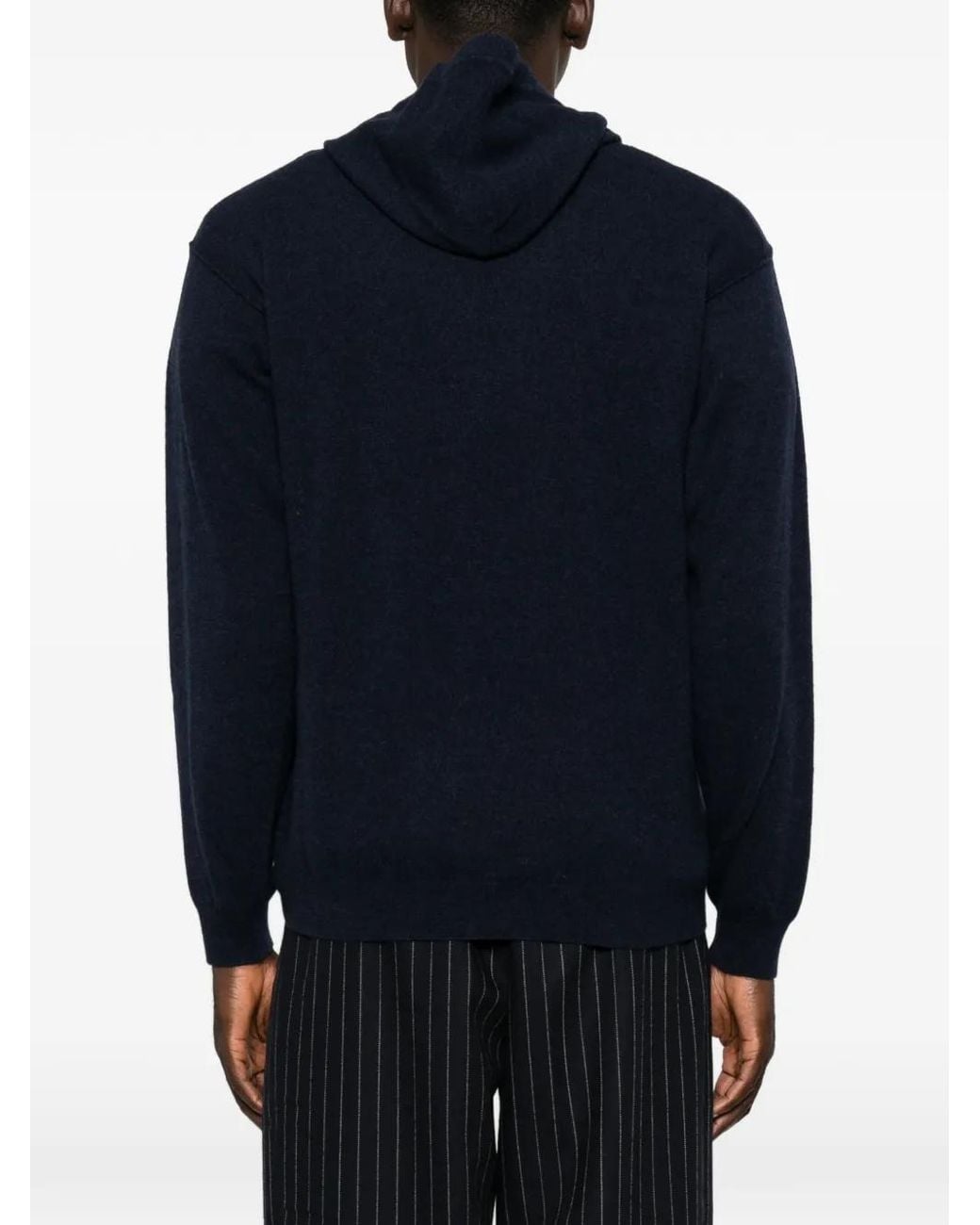 Amaranto Blue Knitted Wool Hoodie for men