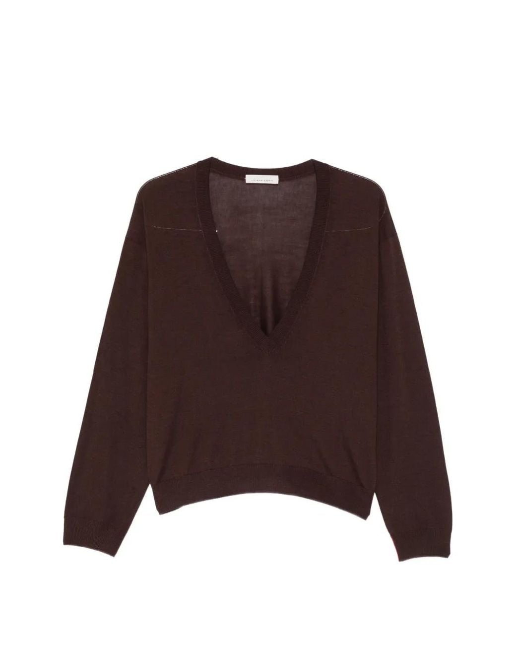 Liviana Conti Brown Layered V-Neck Sweater