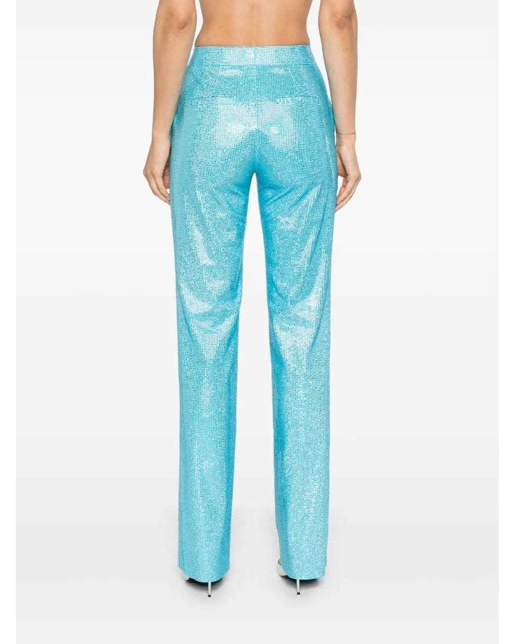 GIUSEPPE DI MORABITO Blue Rhinestone-Embellished Straight Trousers