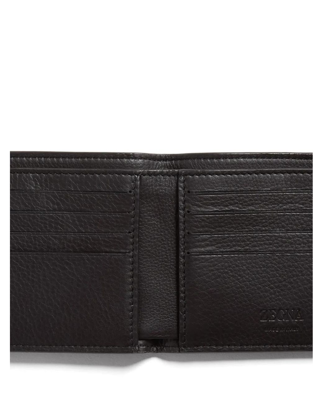 Zegna Black Bi-Fold Deerskin Leather Wallet for men