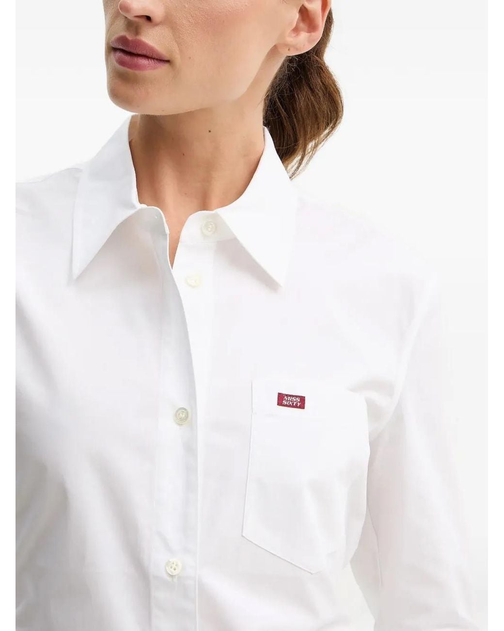 Miss Sixty White Button-Fatening Shirt