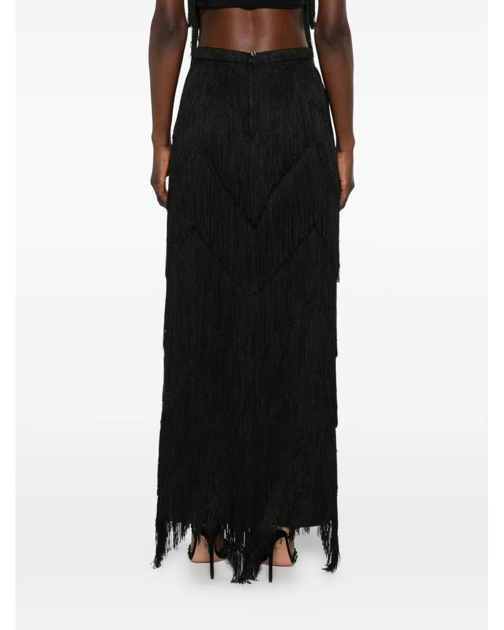 Bless Black Fringed Maxi Skirt