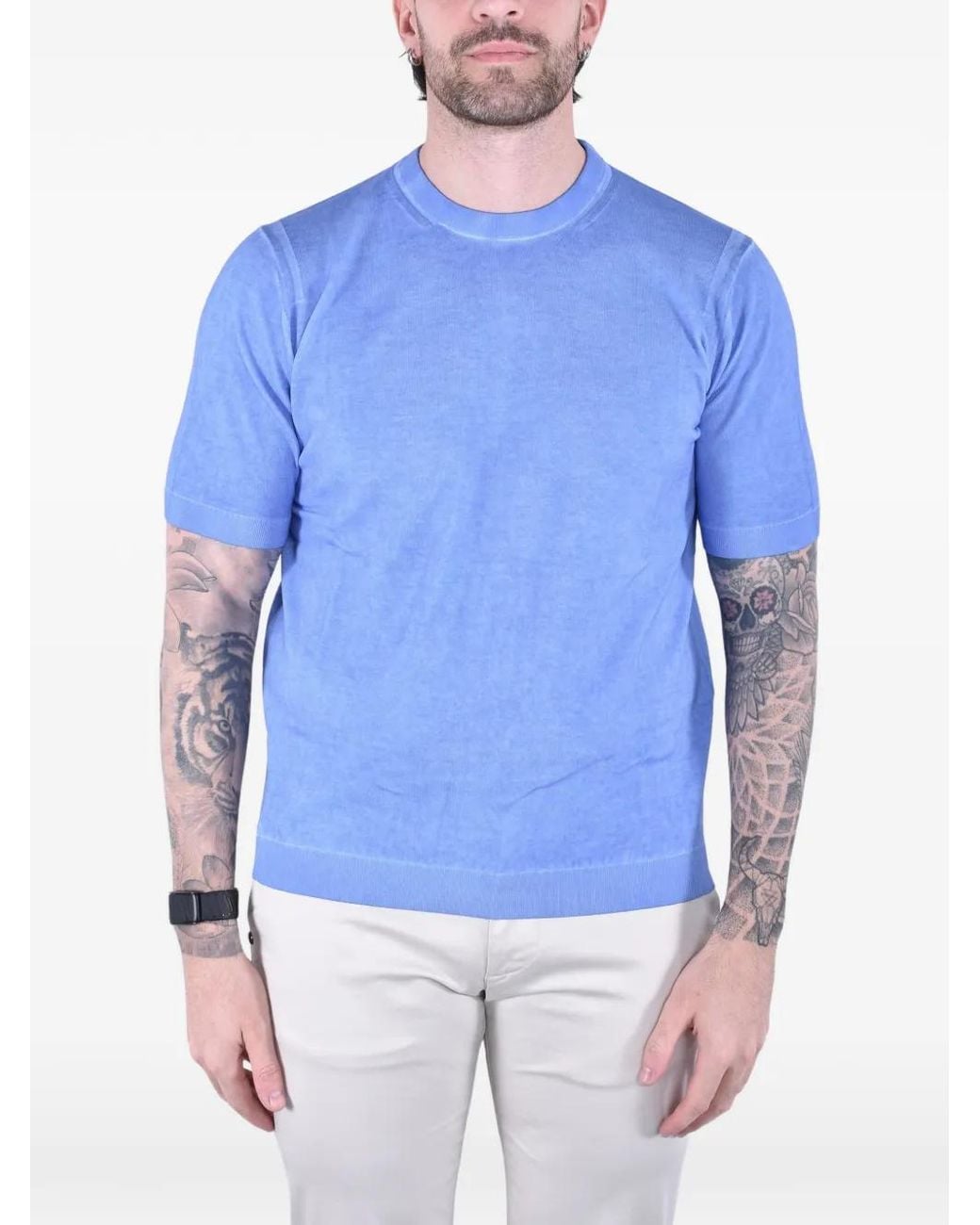 Kangra Blue T-Shirt À Col Rond for men