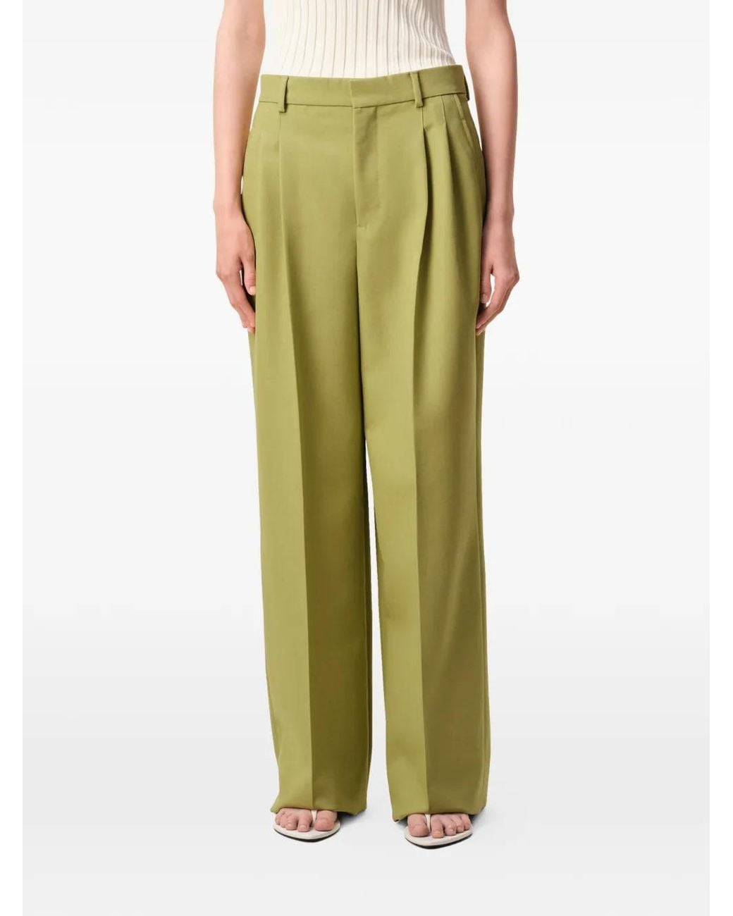 AMI Green Pleated Wide Trousers
