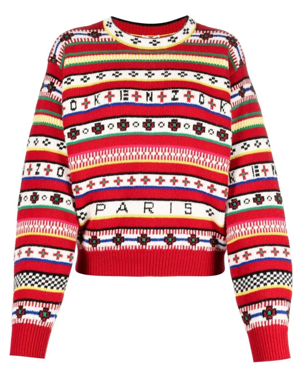 KENZO Red Intarsien-Pullover Mit Logo