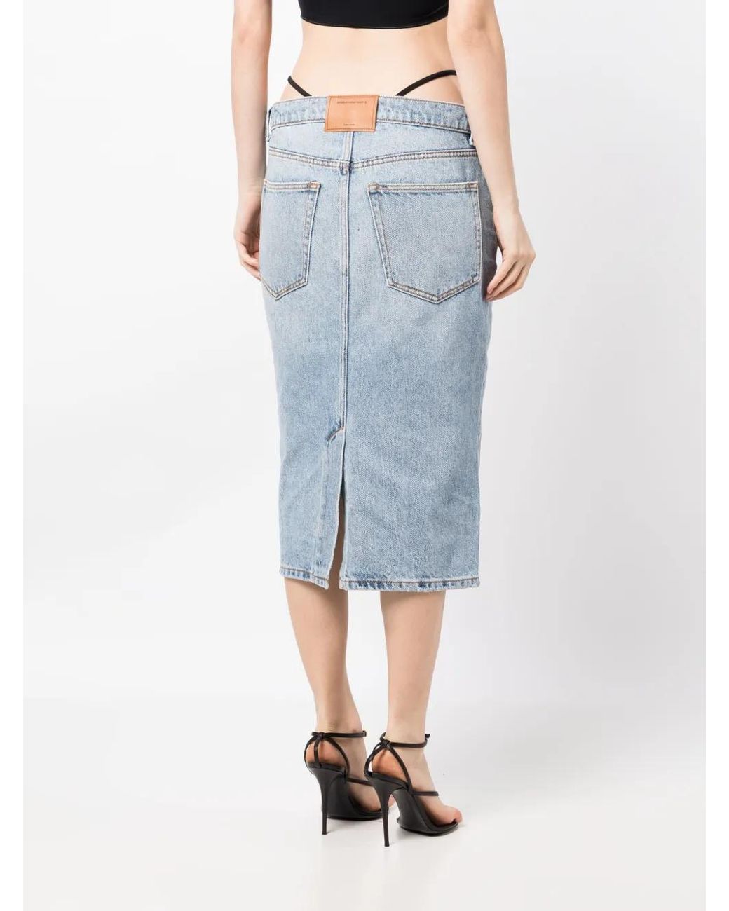 Alexander Wang Blue Thong-strap Denim Skirt - Women's - Cotton