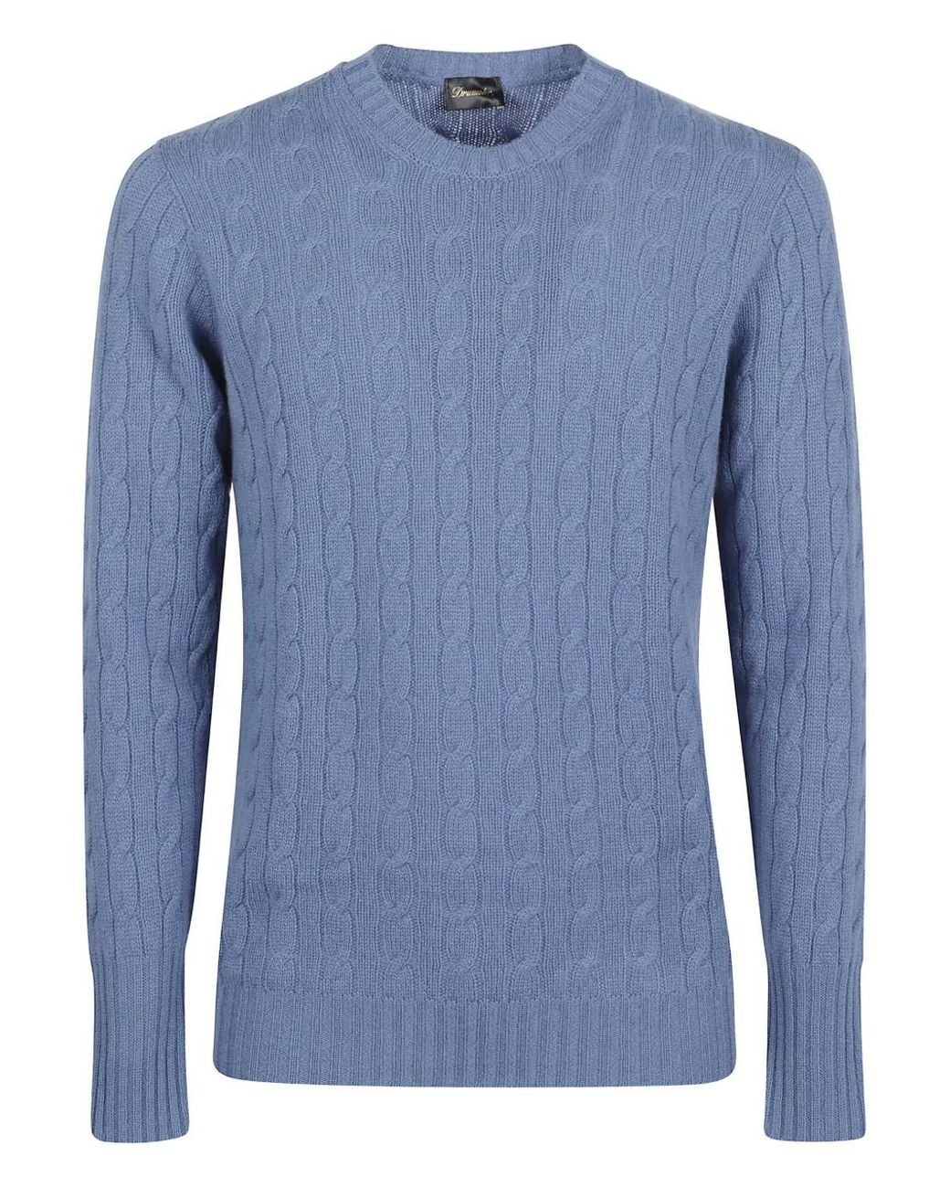 Drumohr Blue Braided Roundneck Sweater for men