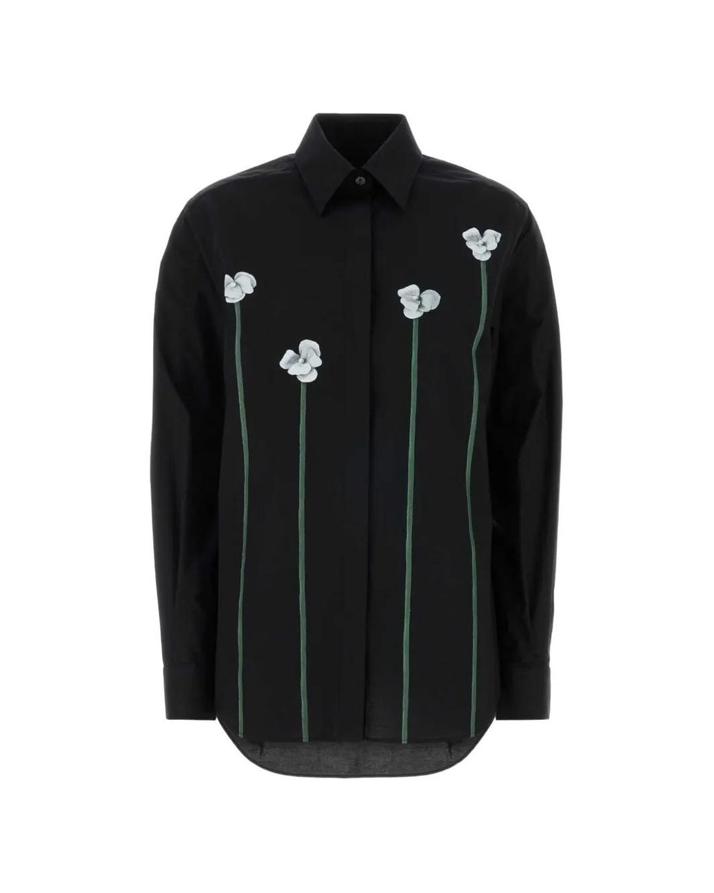 Moschino Black Floral-Appliqué Shirt