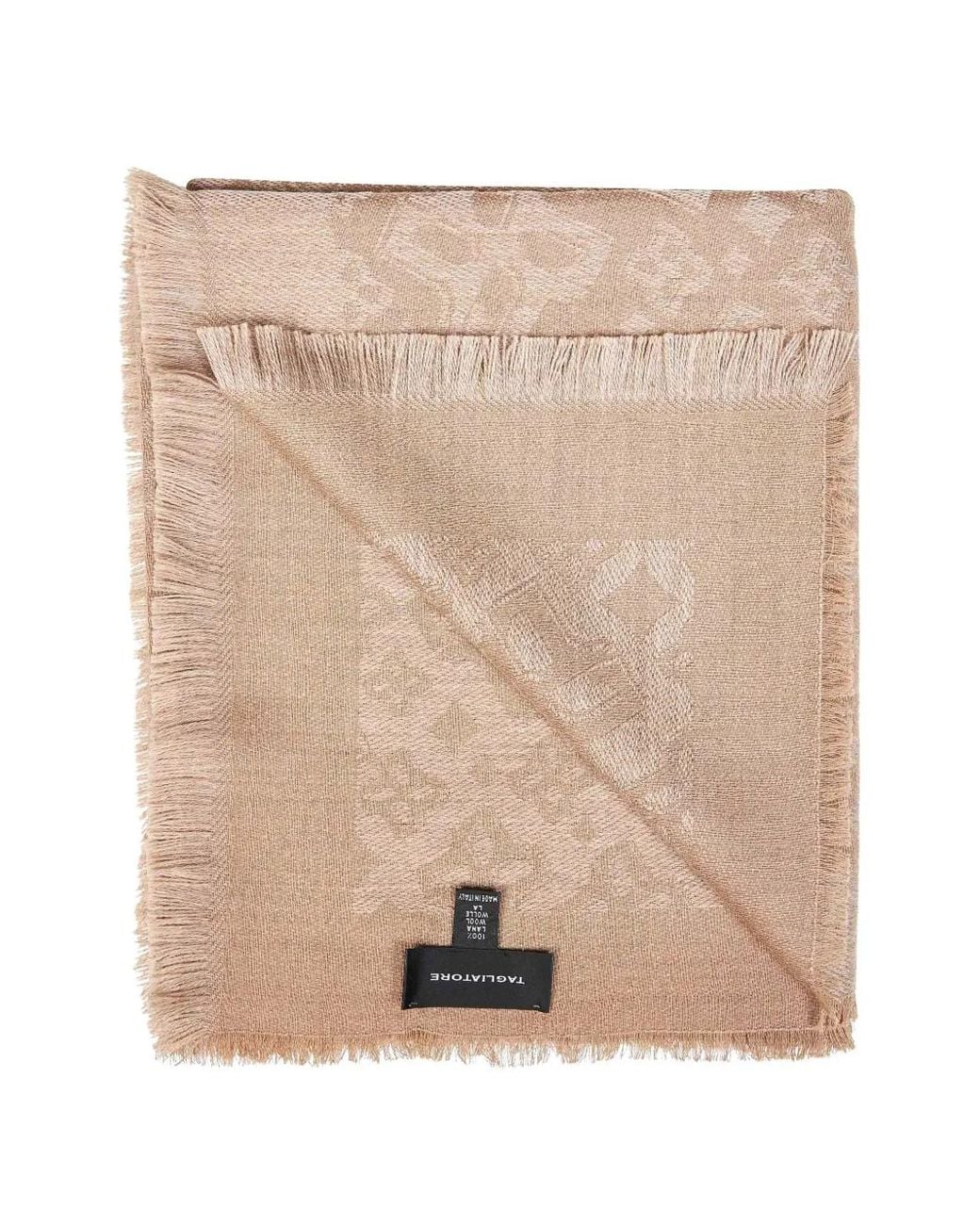 Tagliatore Natural Logo-Jacquard Fringed Scarf for men