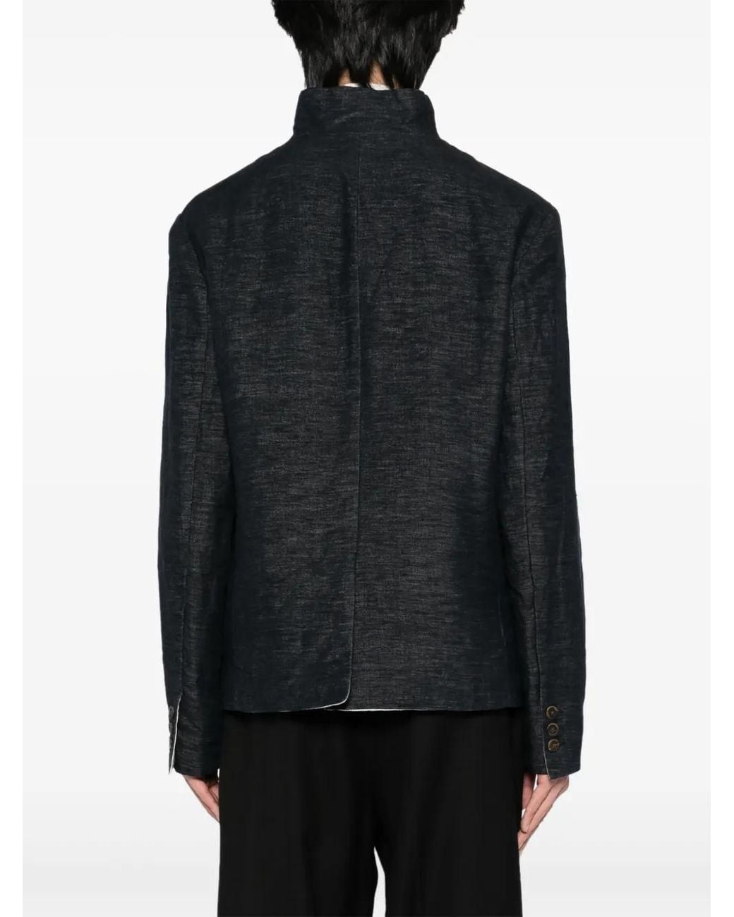 Forme D'expression Black Stand Up-Collar Jacket for men
