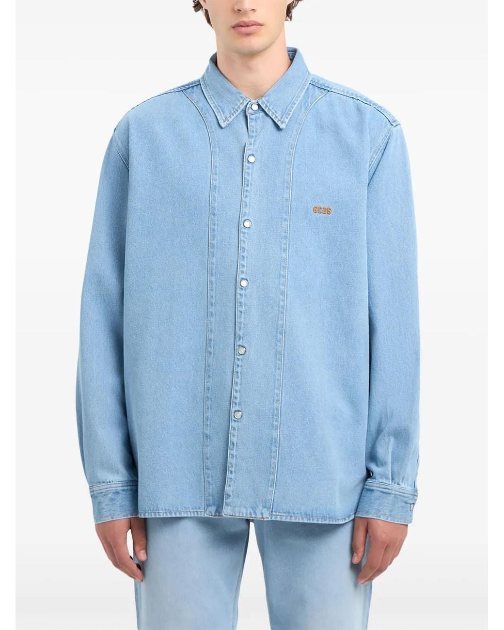 Gcds Blue Wirdo Denim Shirt for men