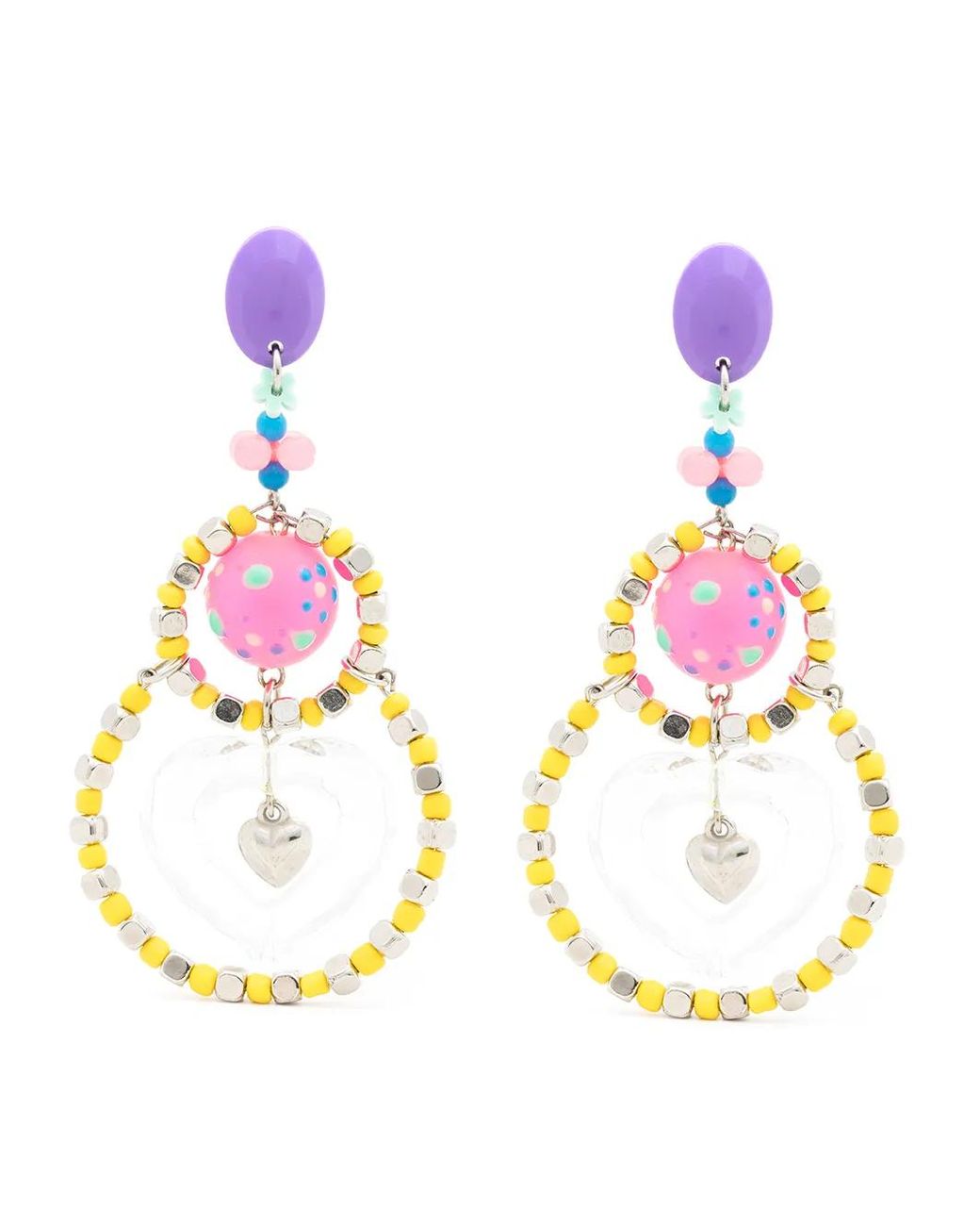 Amir Slama Yellow Heart-Motif Drop Earrings