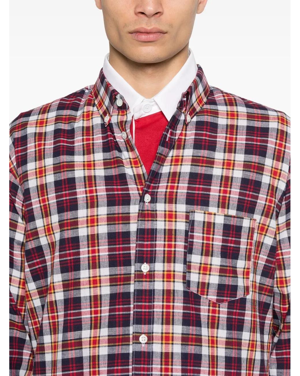 Comme des Garçons Red Plaid-Check Shirt for men