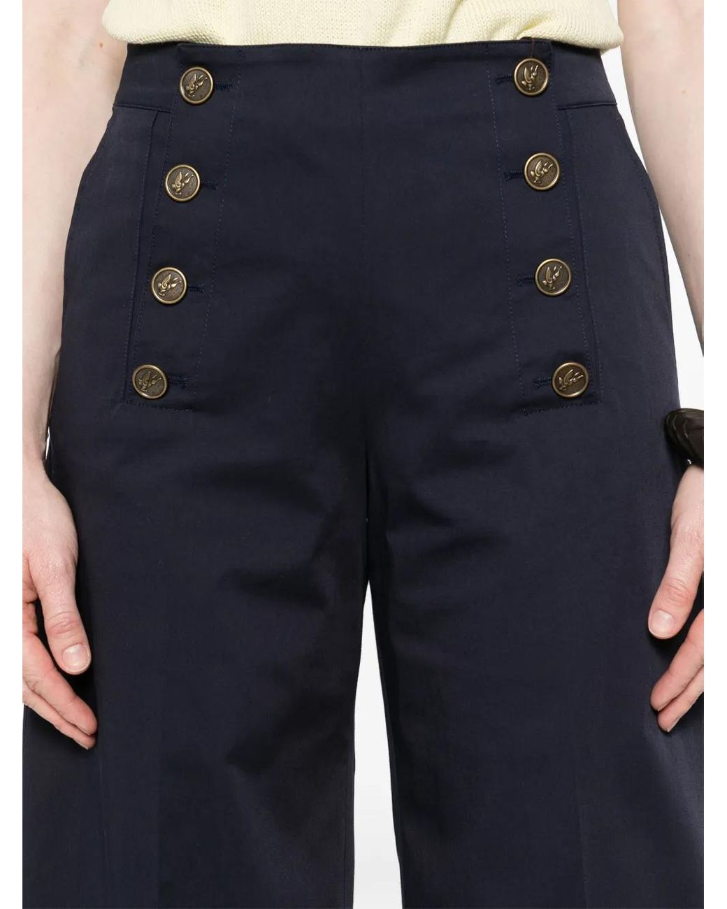 Etro Pegaso Broek Met Knopen in het Blue